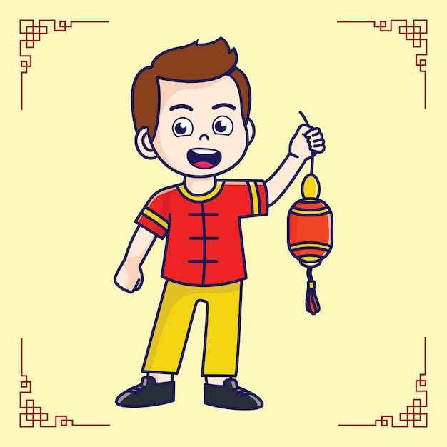 Cute Chinese Kids vector lunar new year