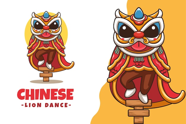 Cute Chinese Lion Dance Mascot Template