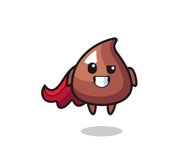 The cute choco chip character as a flying superhero