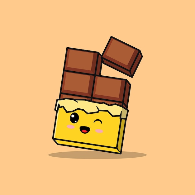 Cute chocolate bar cartoon Flat cartoon style