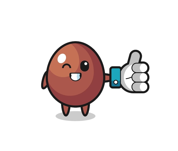 Cute chocolate egg with social media thumbs up symbol cute design