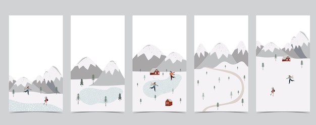 Cute christmas background for social media with mountainsnow