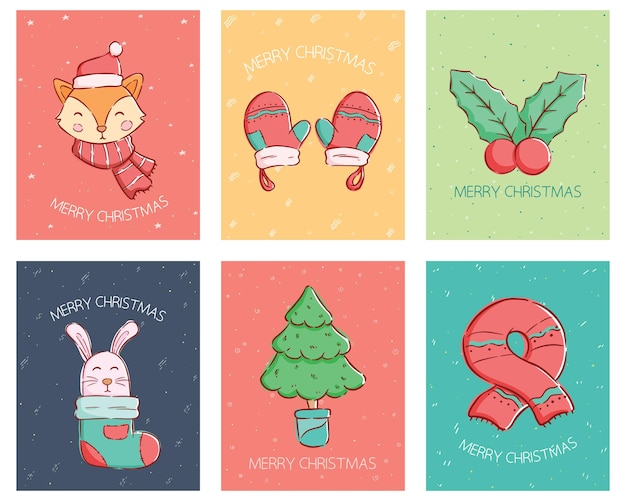 cute christmas cards collection Best use for invitation poster and web banner