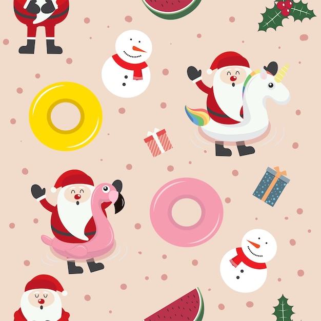 Cute Christmas cartoon seamless pattern 