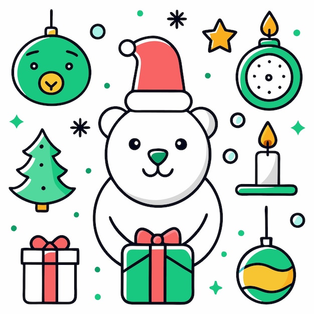 Vector cute christmas characters in a set of stickers