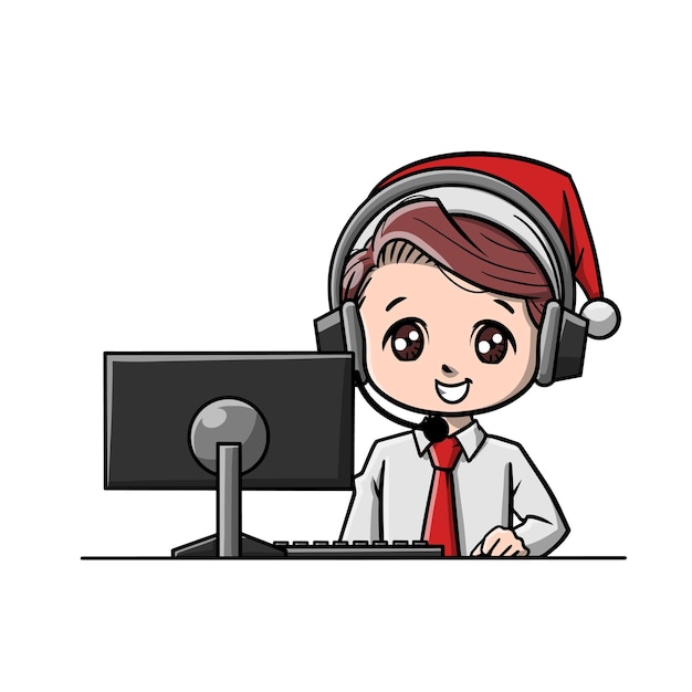 Cute Christmas Customer Support Cartoon