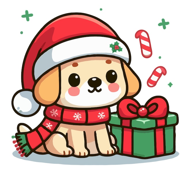 cute christmas dog vector on white background