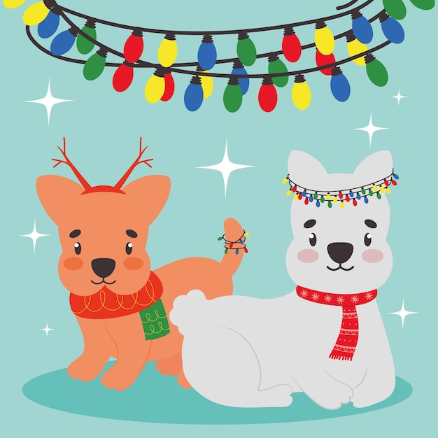 Cute christmas dogs illustration