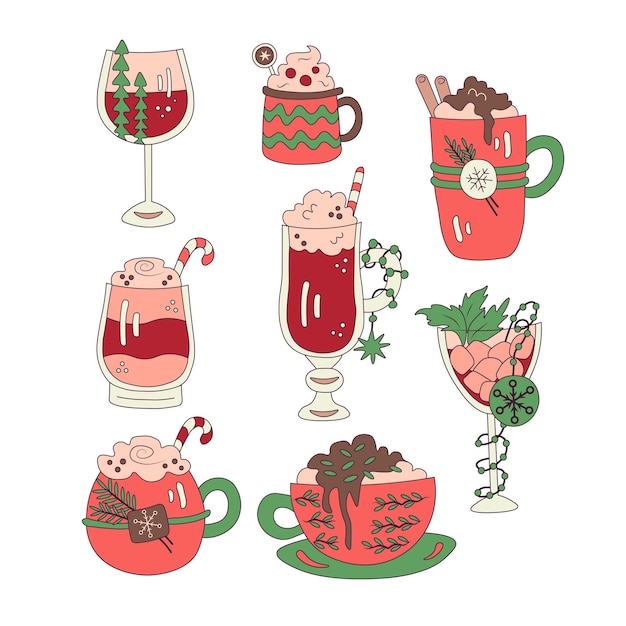 Cute Christmas drinks greeting collection