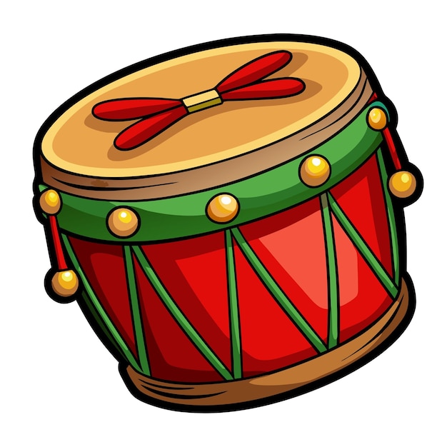 Cute Christmas drum Merry Christmas Vector Cartoon Illustration