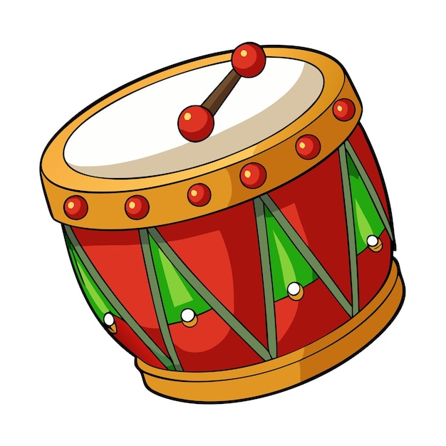 Cute Christmas drum Merry Christmas Vector Cartoon Illustration