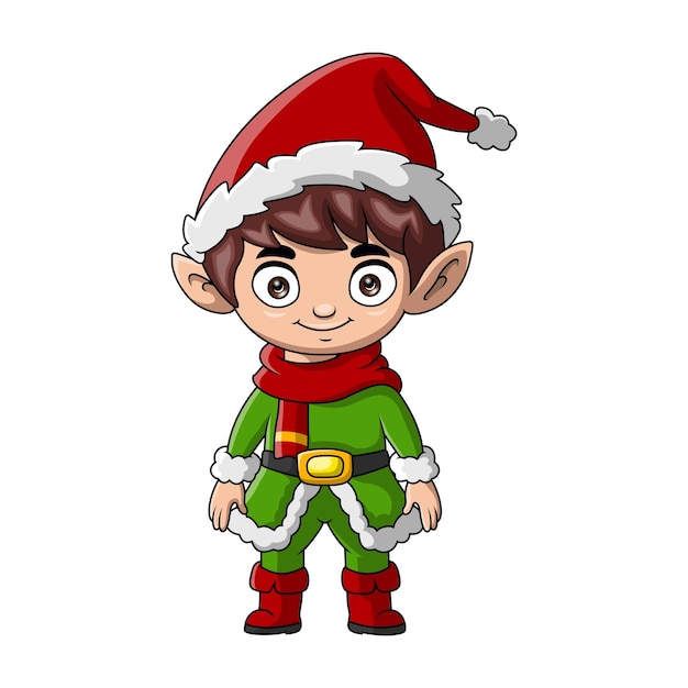 Cute christmas elf boy cartoon