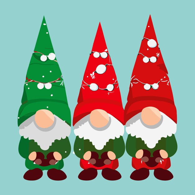 Cute Christmas gnomes vector