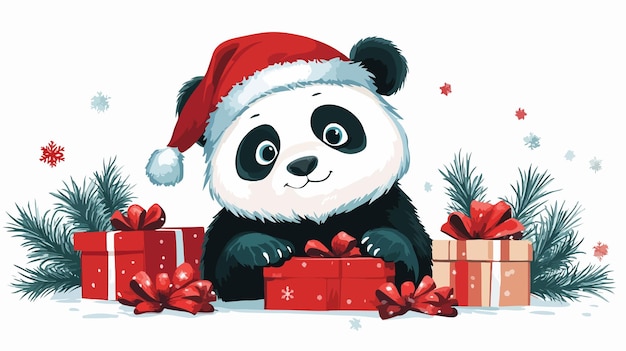 Vector cute christmas panda vector graphics