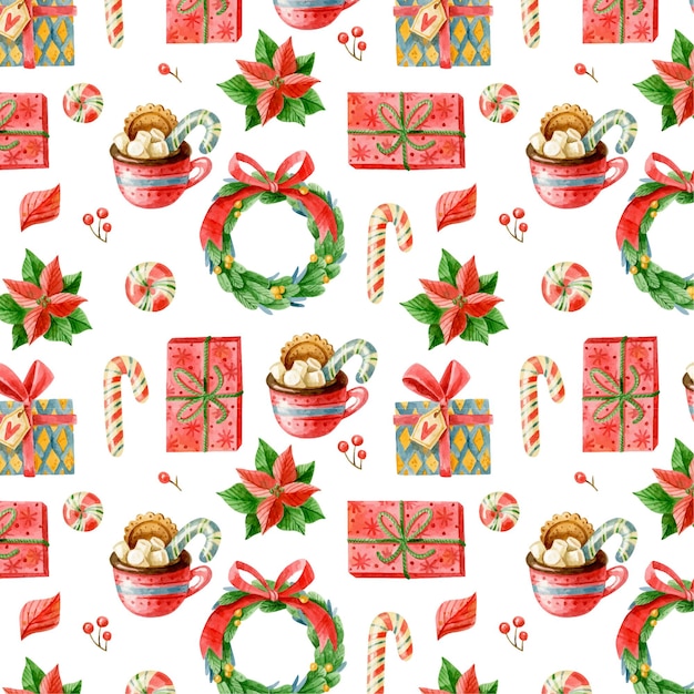 Cute Christmas pattern with holiday elements