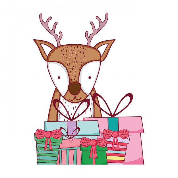 Vector cute christmas reindeer character