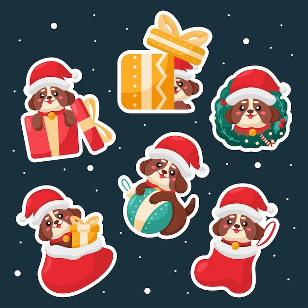 Vector cute christmas santa paws sticker