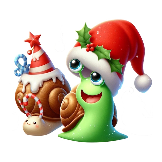 Cute Christmas Snail Clipart Design