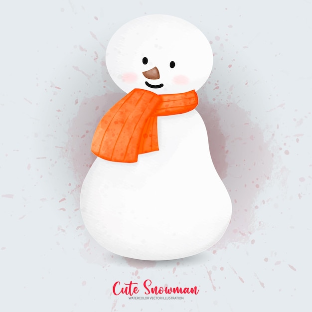 Cute Christmas Snowman Christmas Decoration Digital paint watercolor illustrationxDxA