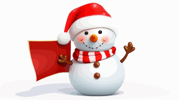 Vector cute christmas snowman with santa hat