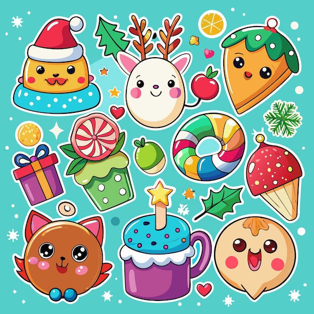 Cute Christmas Stickers Adorable Characters Festive Designs