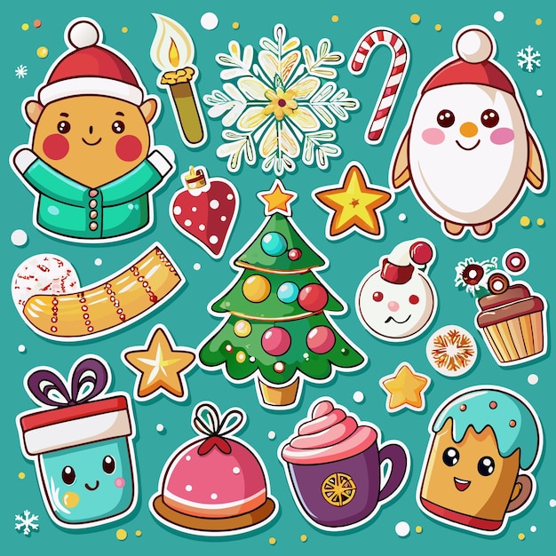 Cute Christmas Stickers Festive Fun with Holiday Cheer