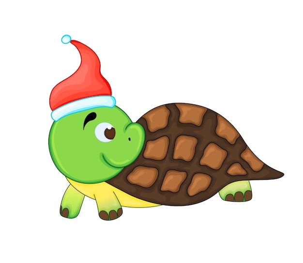 Cute Christmas turtle. Cartoon vector illustration. eps