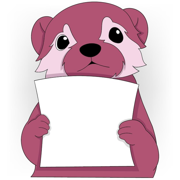 cute civet holding blank paper for quote template