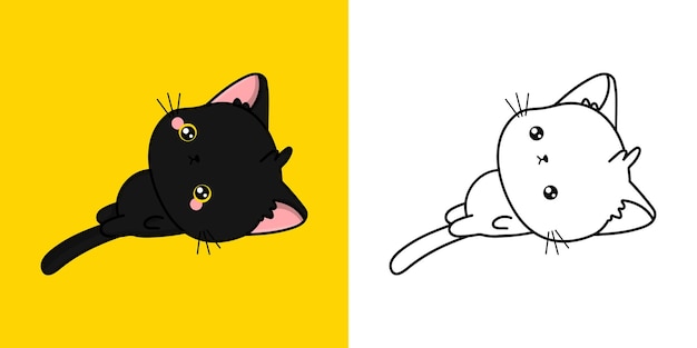 Cute Clipart Bombay Cat Illustration and For Coloring Page. Cartoon Clip Art Cat.