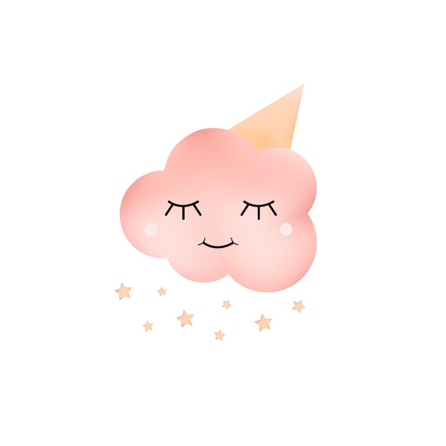 A cute cloud sleeps in a hood Watercolor style