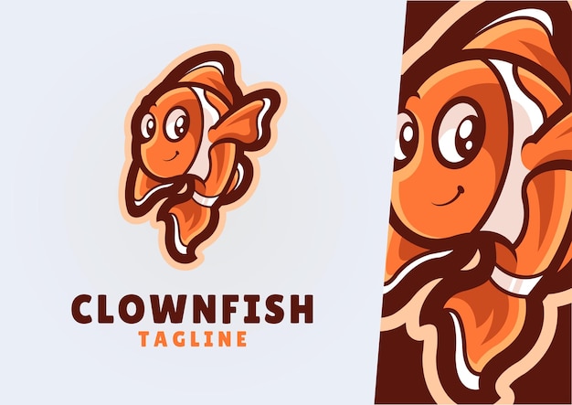 Cute clownfish mascot logo design vector