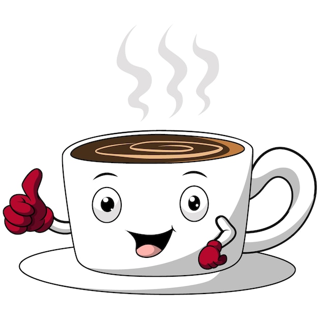 Cute coffee cup cartoon character