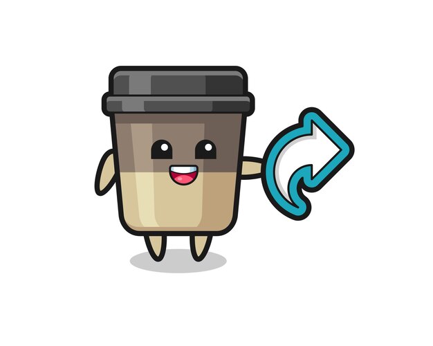 Cute coffee cup hold social media share symbol , cute style design for t shirt, sticker, logo element