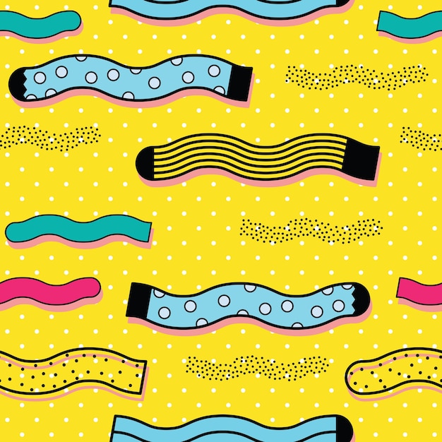 Cute colorful background for kid web site and printing. Socks pattern in modern youth style