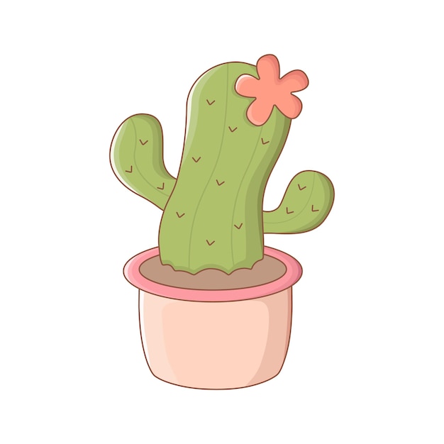 Cute colorful cartoon cactus