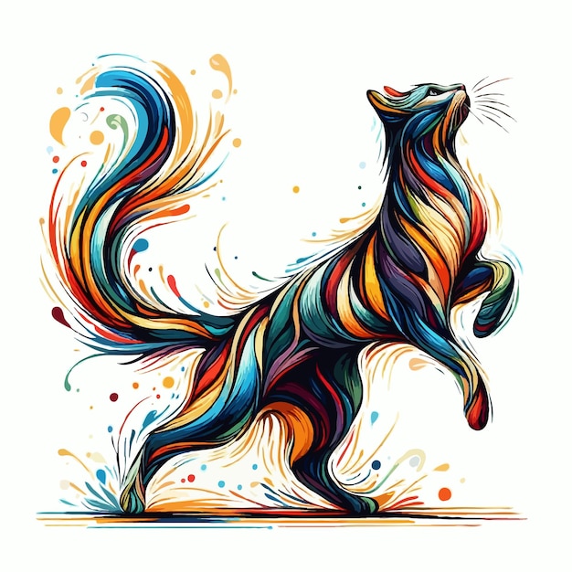 cute colorful cat cartoon vector on white background