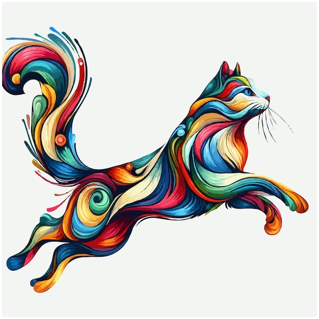 cute colorful cat cartoon vector on white background