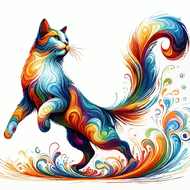 cute colorful cat cartoon vector on white background