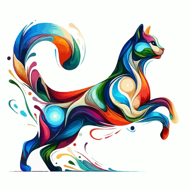 cute colorful cat cartoon vector on white background