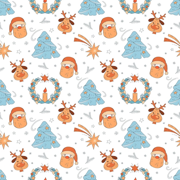 Cute and colorful Christmas Seamless pattern