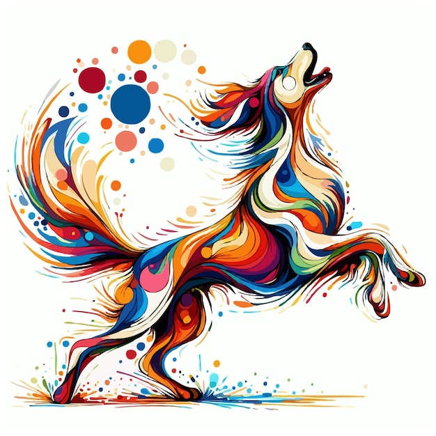 cute colorful dog cartoon vector on white background