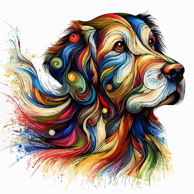 cute colorful dog cartoon vector on white background