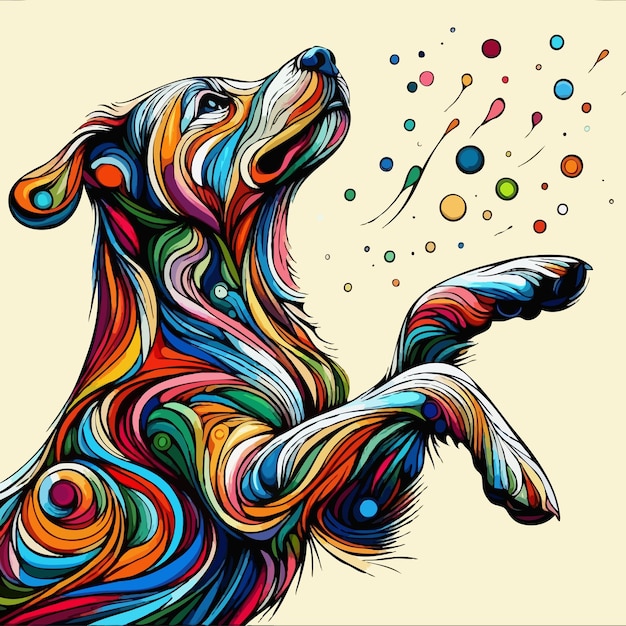 cute colorful dog cartoon vector on white background