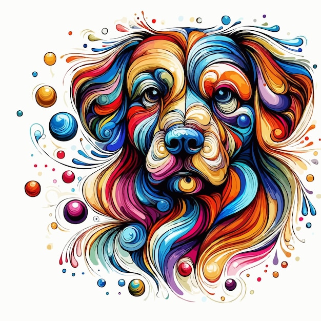 cute colorful dog cartoon vector on white background