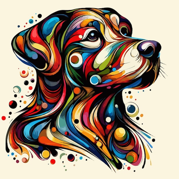 cute colorful dog cartoon vector on white background