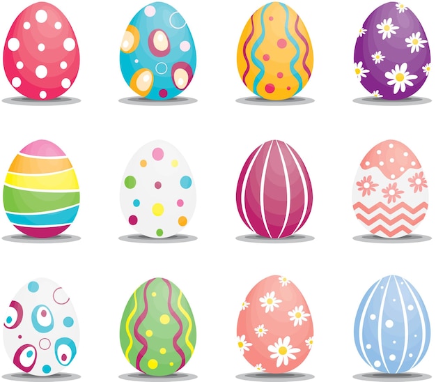  cute colorful Easter eggs set