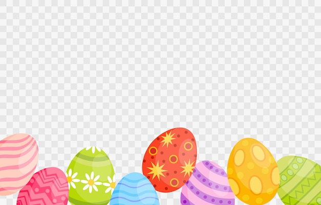 Vector cute colorful easter eggs symbol happy easter cartoon design vector on png