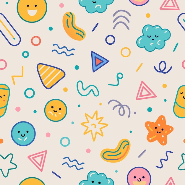 Vector cute colorful hand drawn doodle pattern background