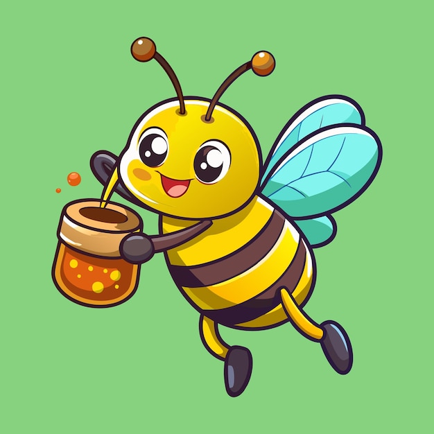 Vector cute colorful honey bees funny activities flat design vector illustration