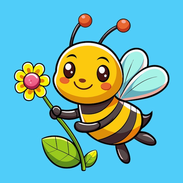 Cute Colorful Honey Bees Funny Activities Flat Design Vector Illustration